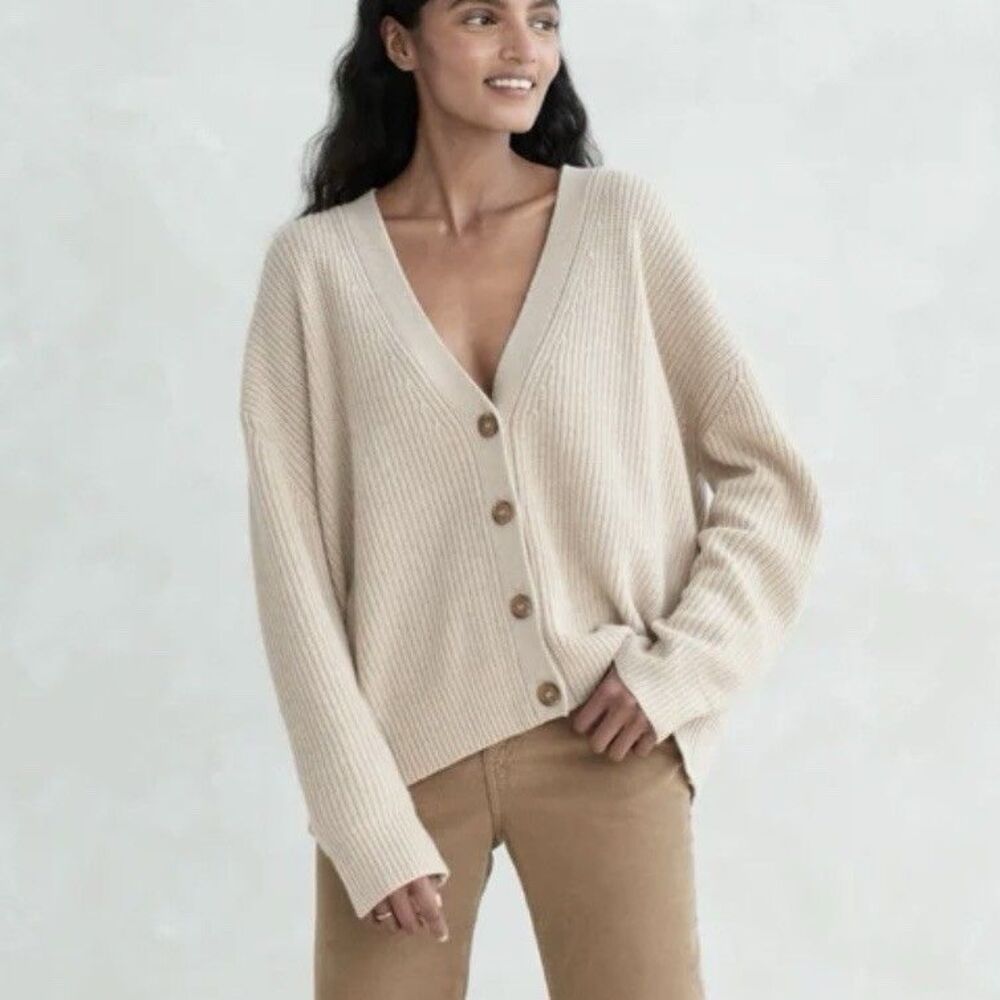 Jenni Kayne Cropped Cashmere Cocoon Cardigan In Oatmeal Size XXS
